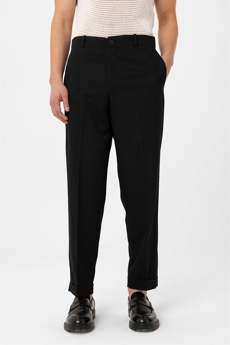 Antioch Siyah Yüksek Bel Straight Fit Erkek Pantolon