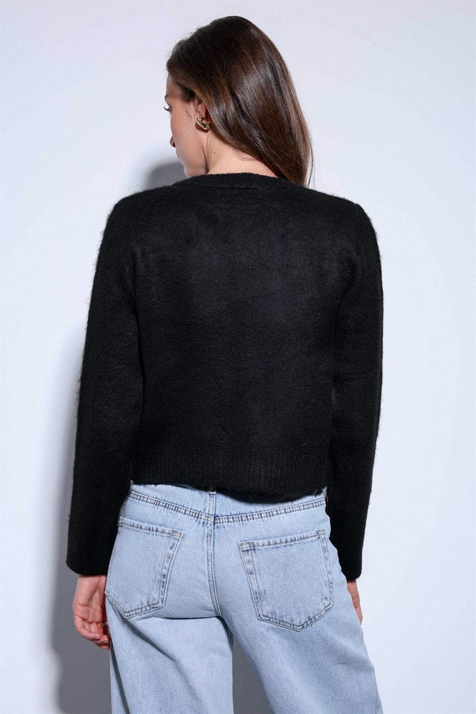 Antioch Siyah Yumuşak Dokulu Kadın Hırka