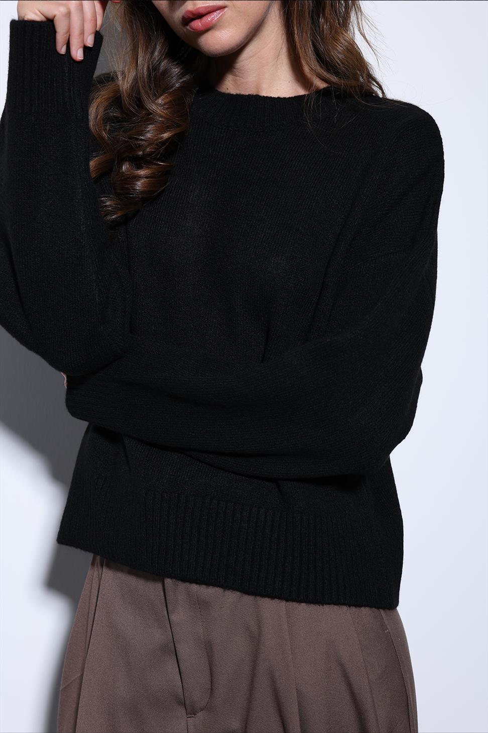 Antioch Siyah Yün Karışımlı Kadın Kazak