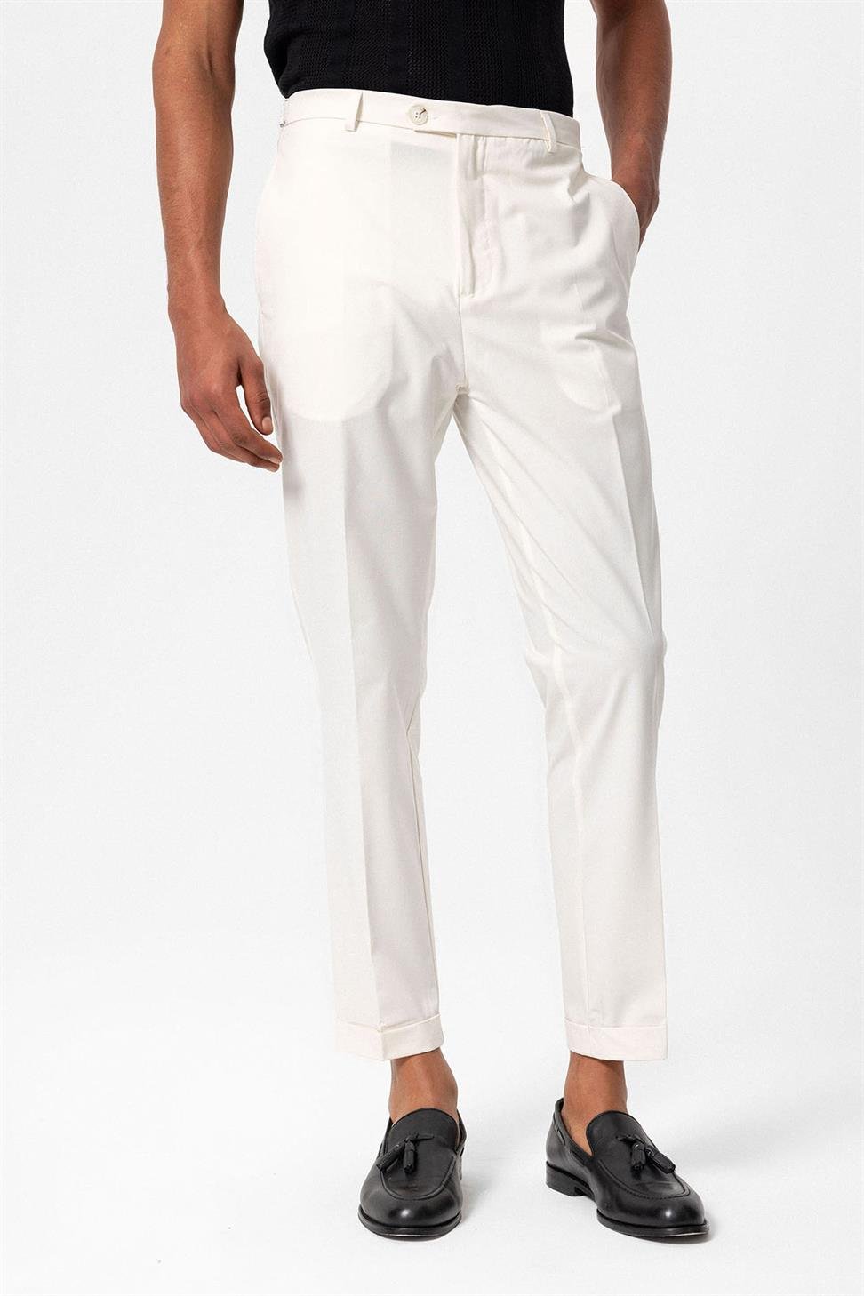 بنطلون سليم صالح مزدوج الساق للرجال