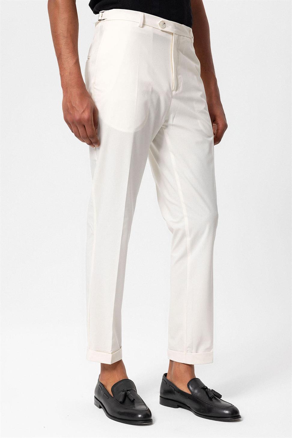 بنطلون سليم صالح مزدوج الساق للرجال