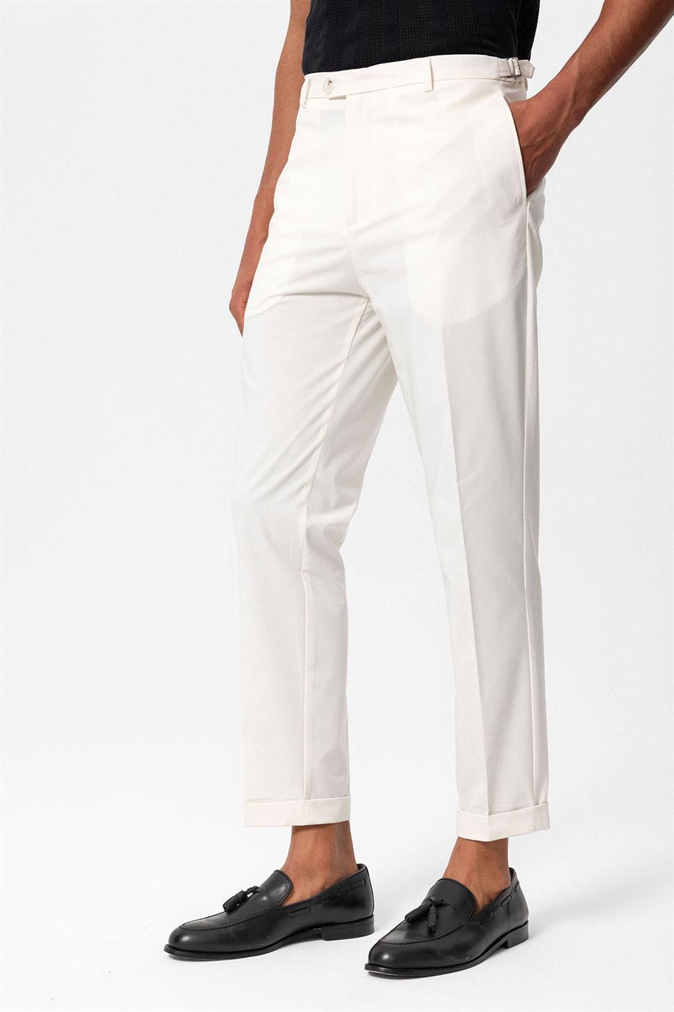 بنطلون سليم صالح مزدوج الساق للرجال