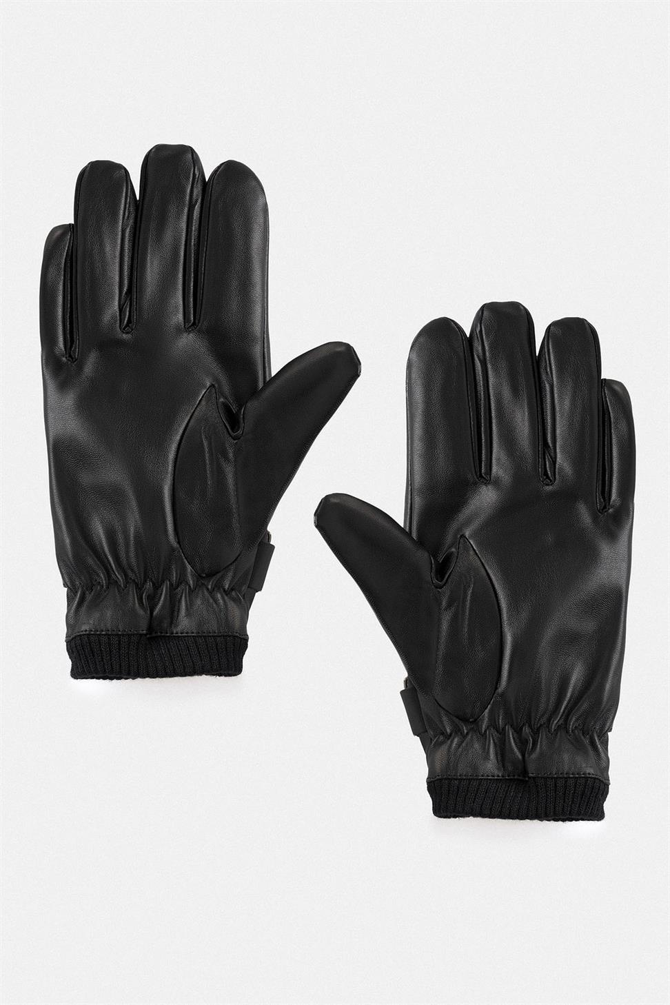 قفازات رجالية من الجلد الصناعي والمطاط مفصلة