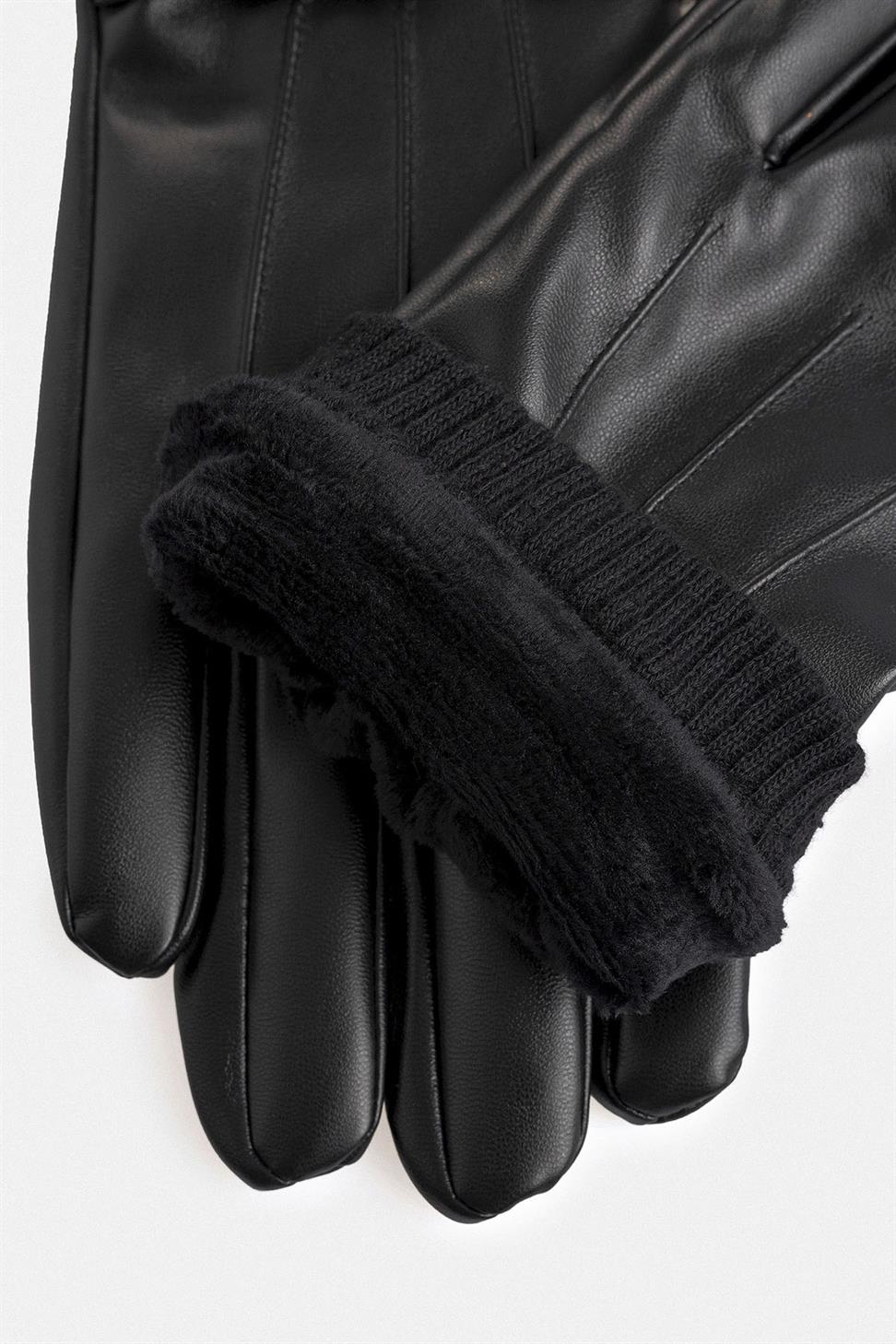 قفازات رجالية من الجلد الصناعي والمطاط مفصلة