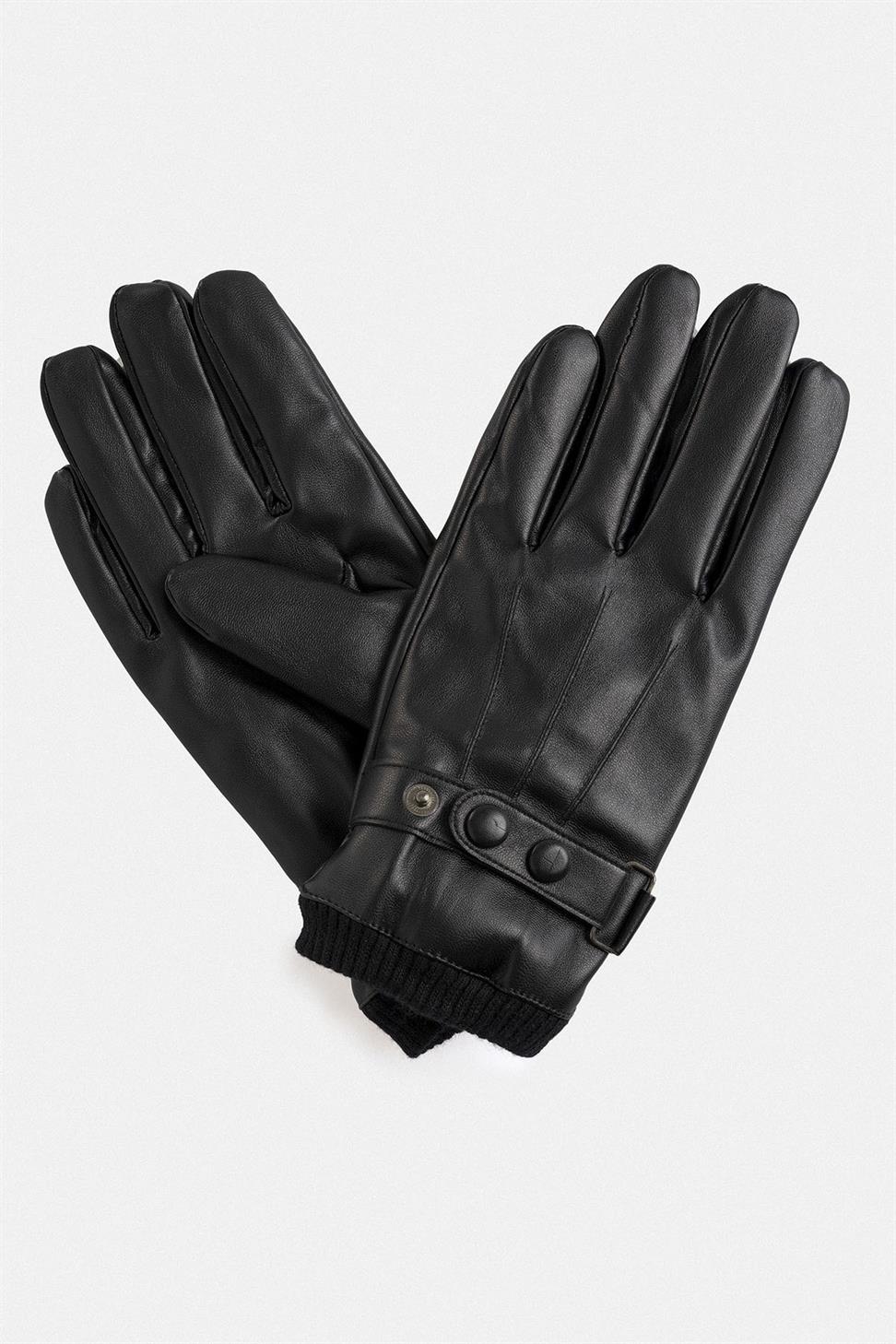 قفازات رجالية من الجلد الصناعي والمطاط مفصلة