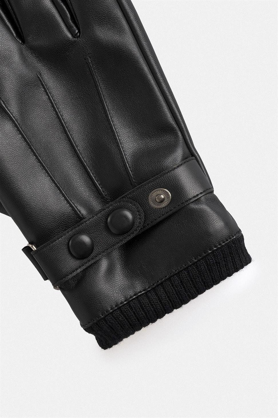 قفازات رجالية من الجلد الصناعي والمطاط مفصلة