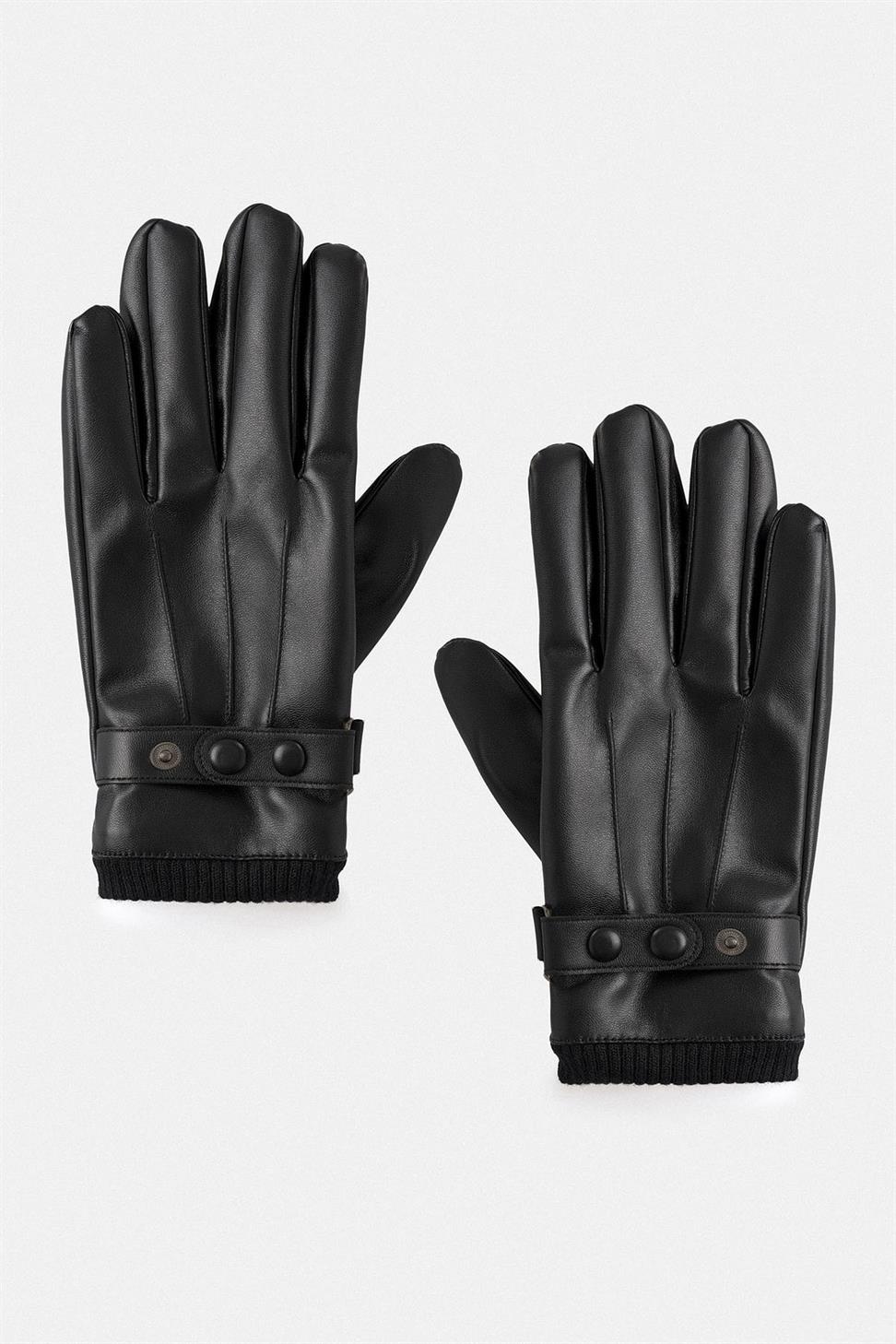 قفازات رجالية من الجلد الصناعي والمطاط مفصلة