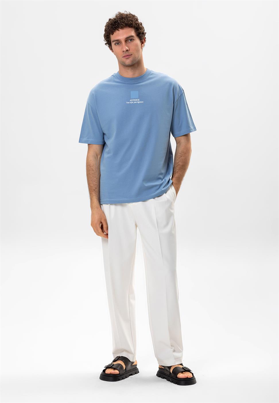 تي شيرت رجالي مطبوع كبير الحجم