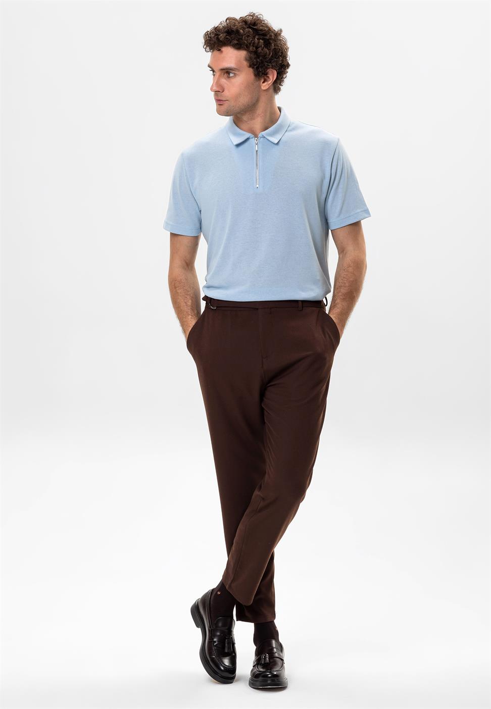 تي شيرت بولو بسحاب للرجال