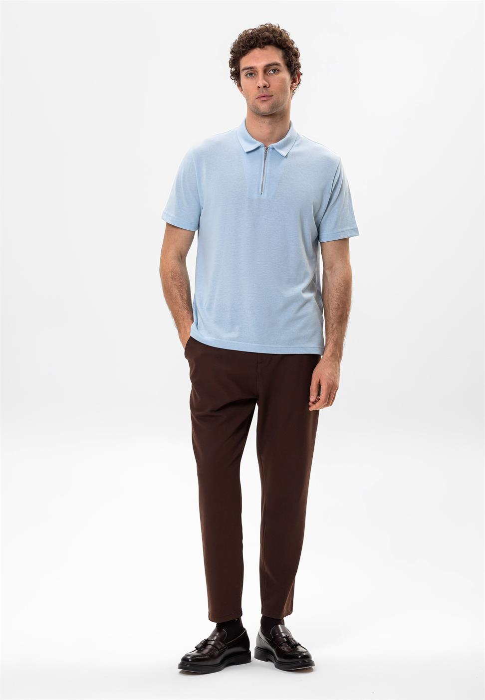 تي شيرت بولو بسحاب للرجال