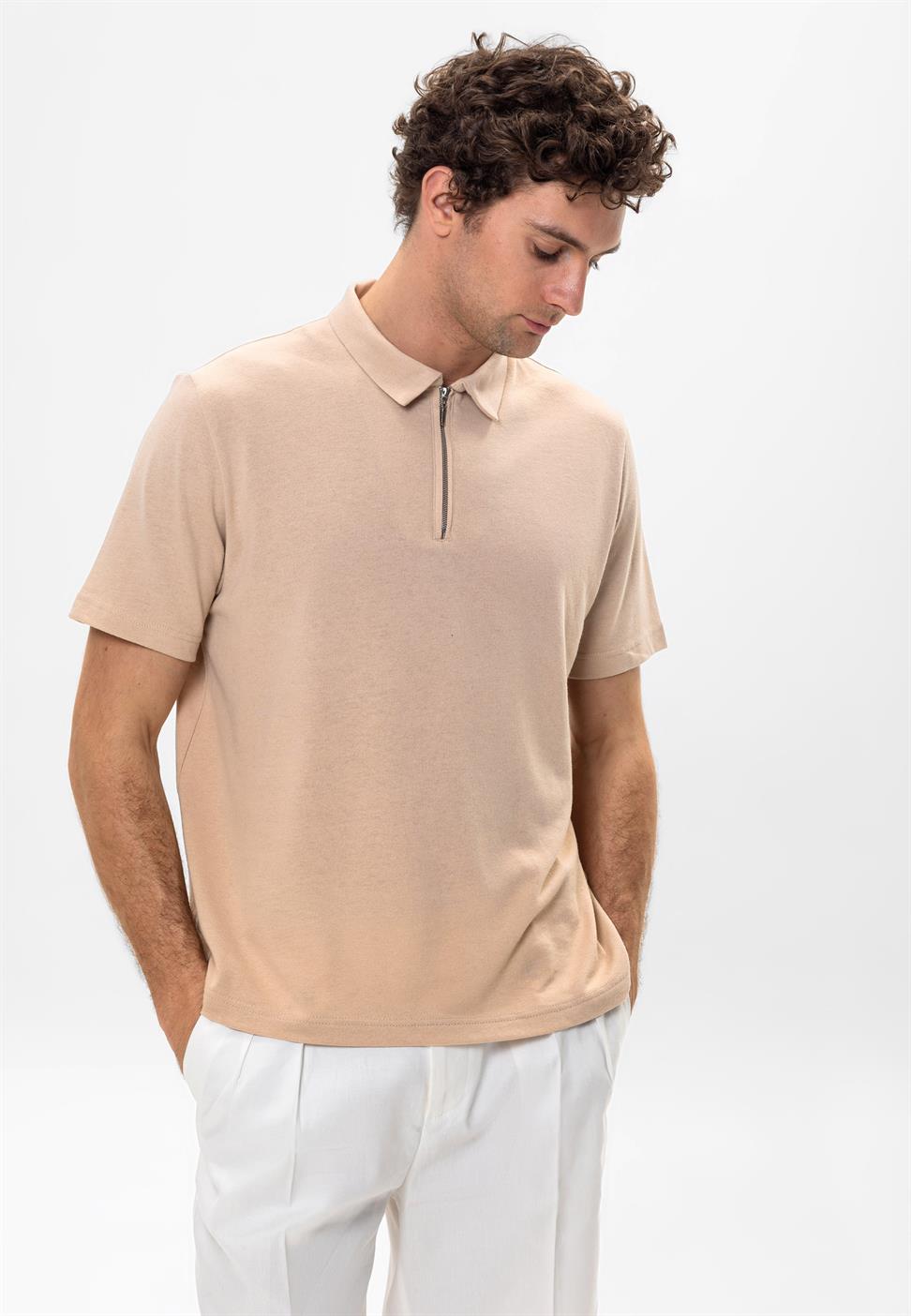 تي شيرت بولو بسحاب للرجال