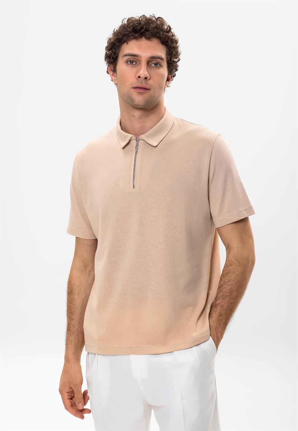 تي شيرت بولو بسحاب للرجال