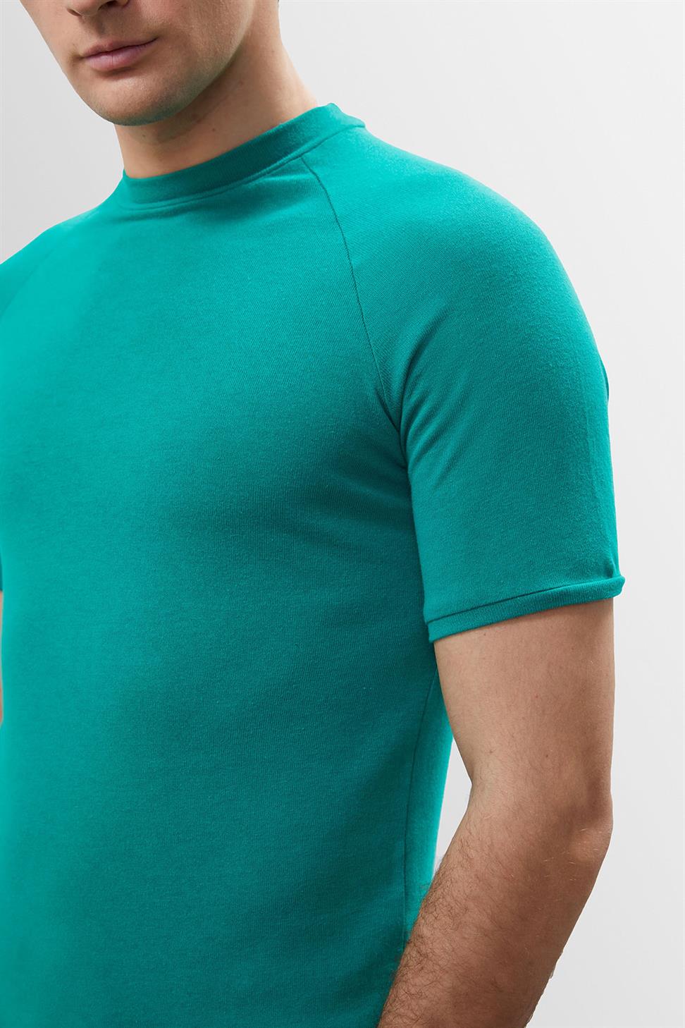 تي شيرت رجالي بقصة ضيقة وياقة دائرية