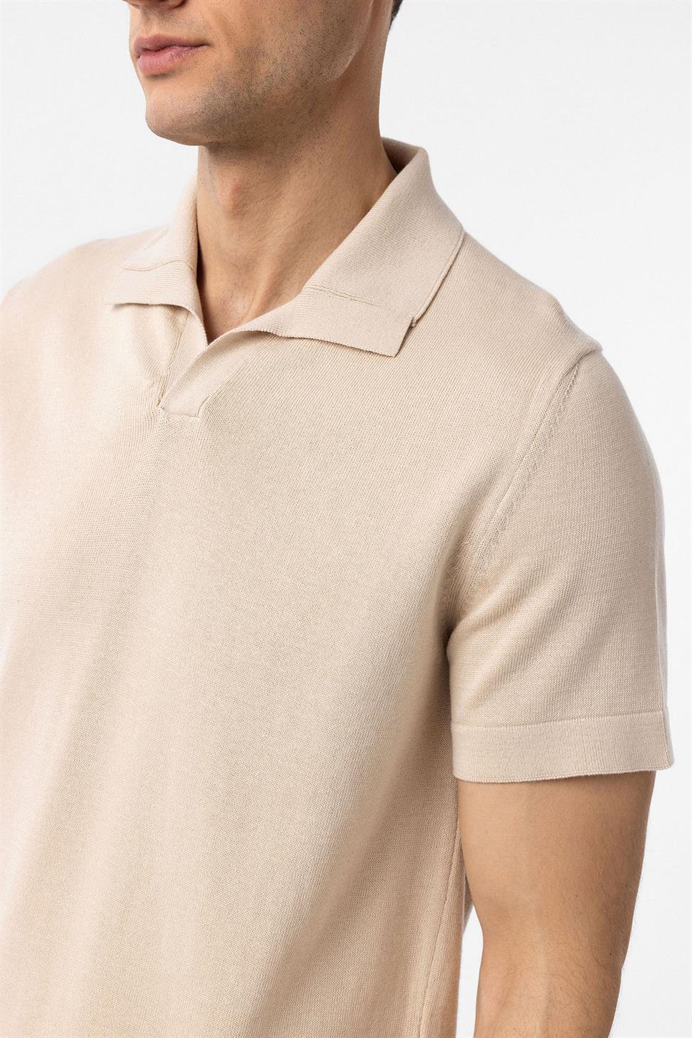 Antioch Taş 100% Pamuk Apaş Yaka Triko T-Shirt