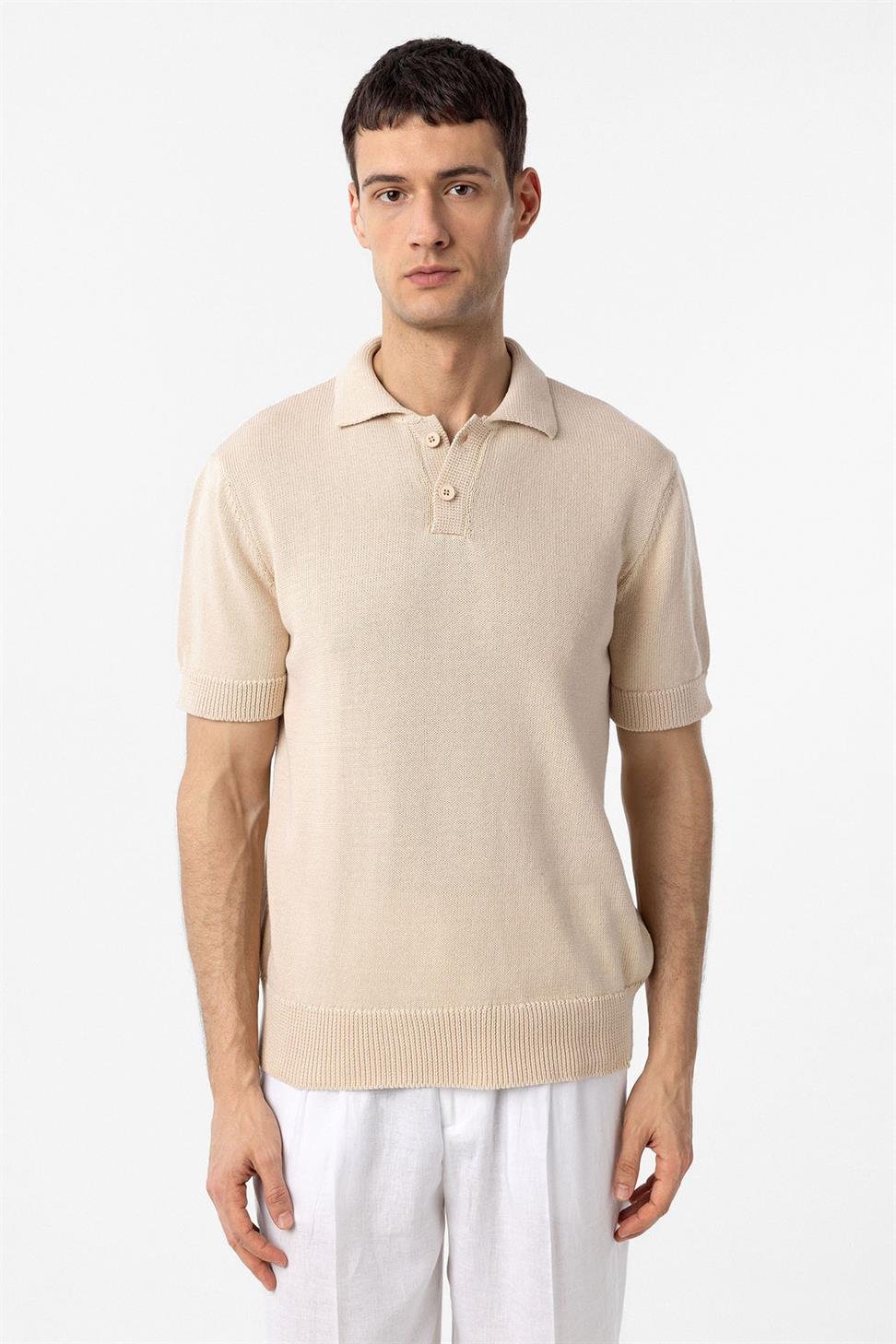 Antioch Taş 100% Pamuk Polo Yaka Triko T-Shirt