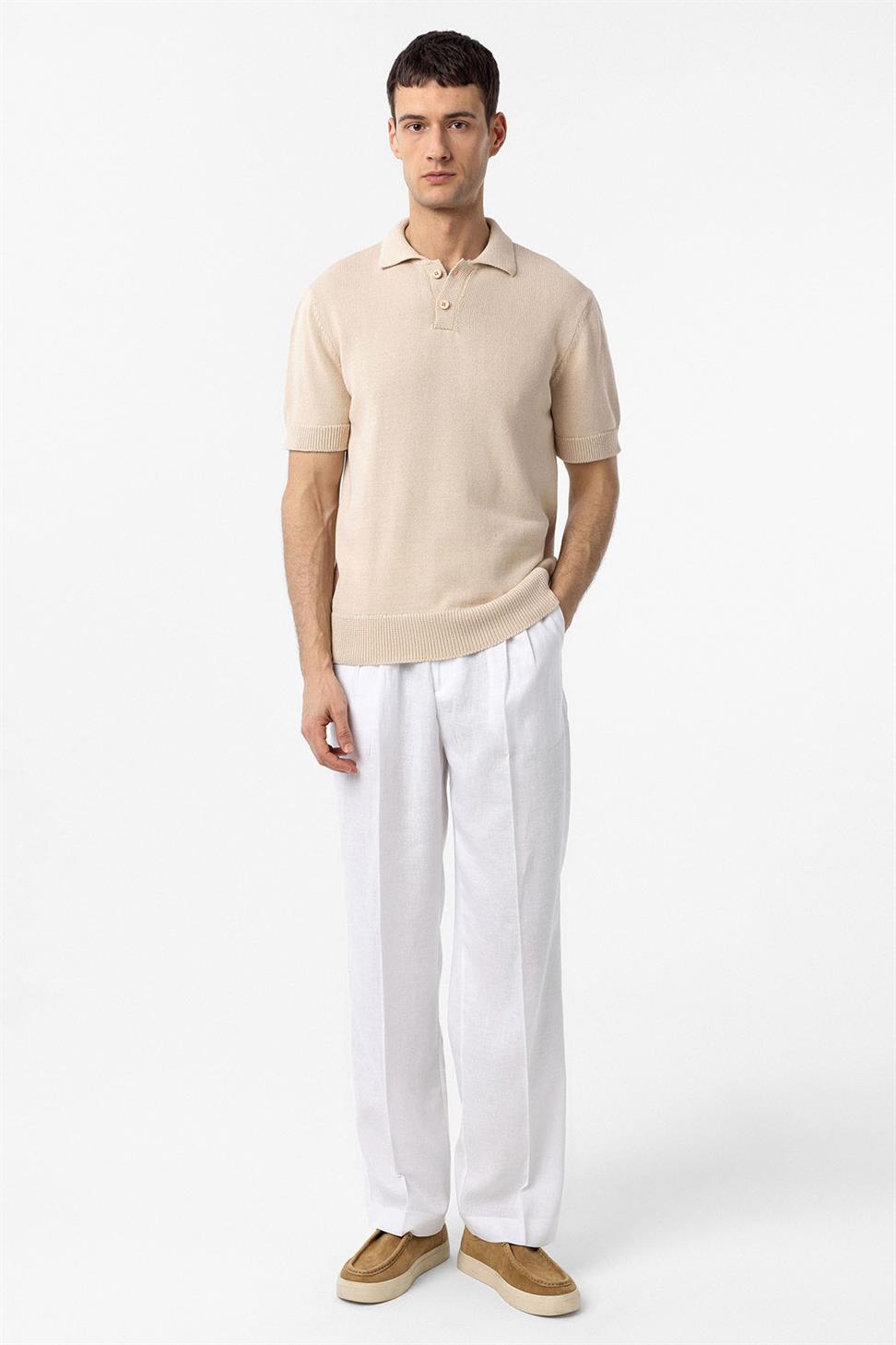 Antioch Taş 100% Pamuk Polo Yaka Triko T-Shirt