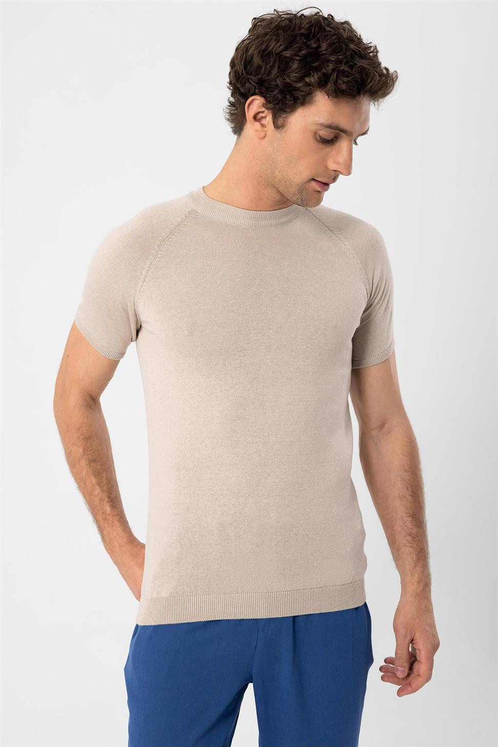 Antioch Taş Bisiklet Yaka Slim Fit Erkek Triko T-Shirt