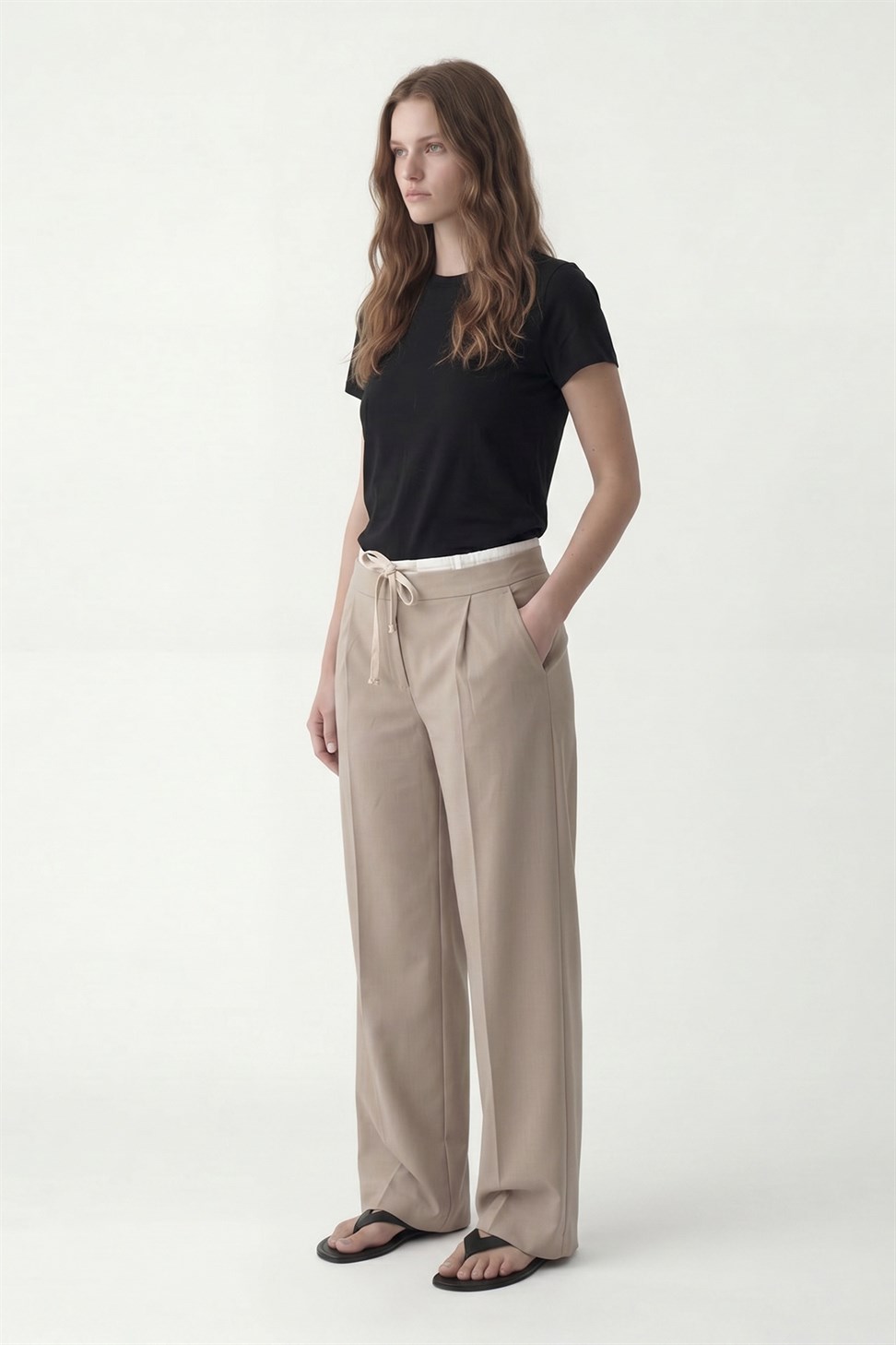 Antioch Taş Çift Bel Bantlı Kadın Pantolon