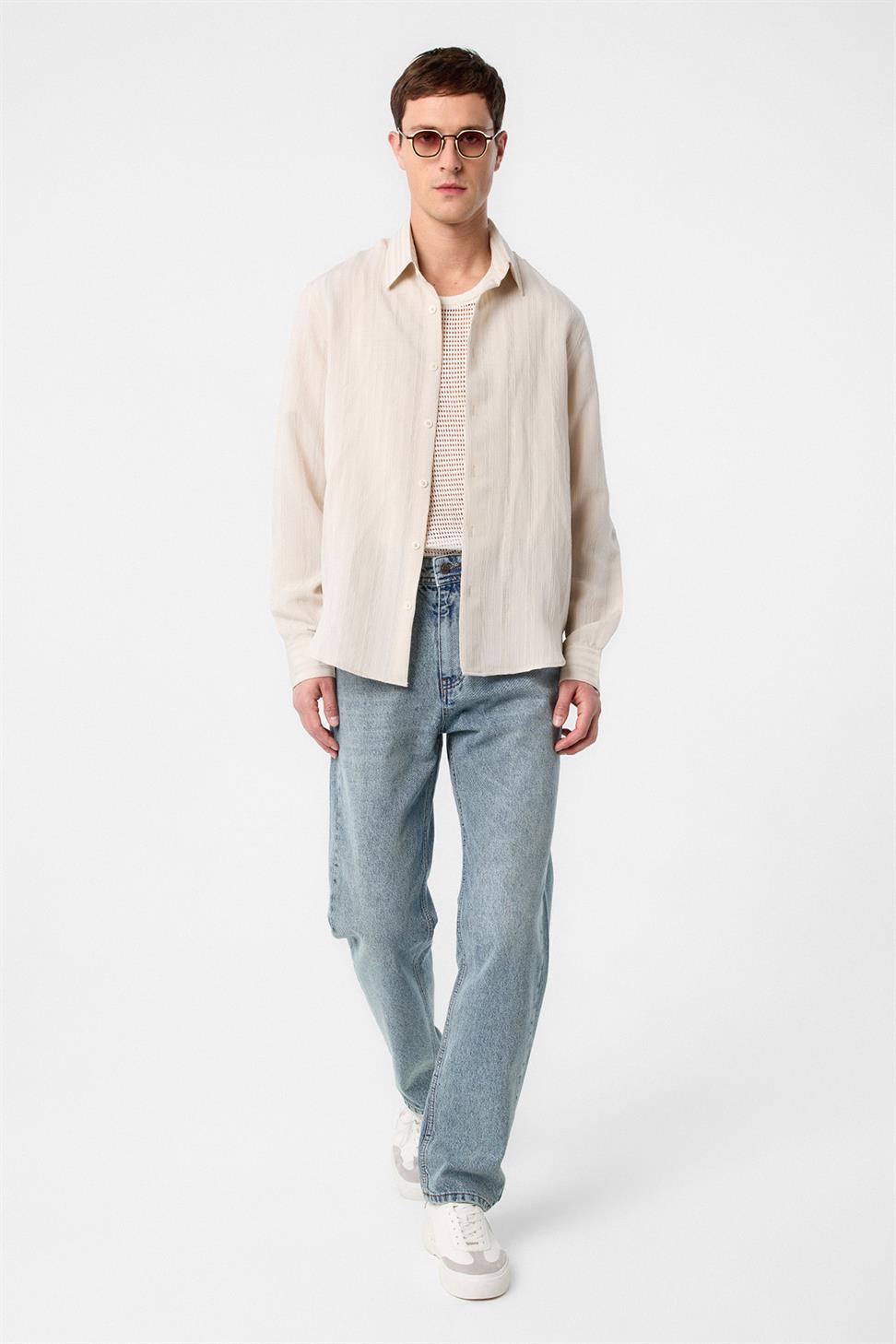 Antioch Taş Çizgili ve Dokulu Erkek Gömlek