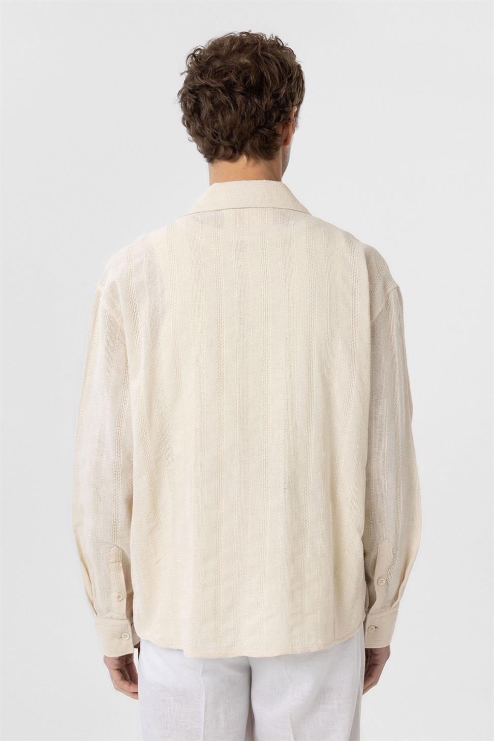 قميص رجالي من القطن الجاكار المزخرف