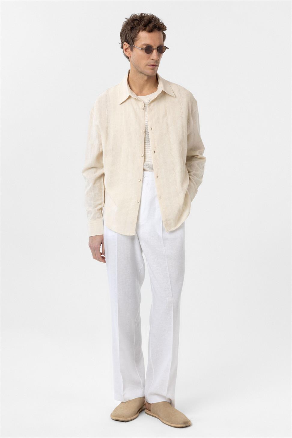 Antioch Taş Dokulu Jakarlı Pamuklu Erkek Gömlek