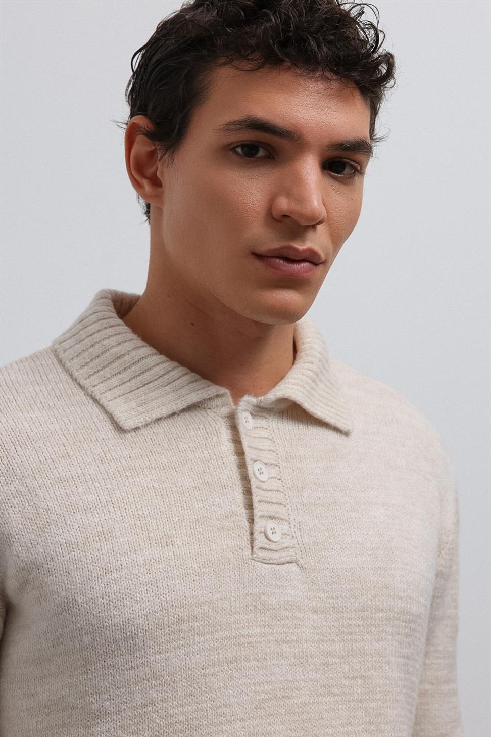 Antioch Taş Düğmeli Yaka Erkek Kazak