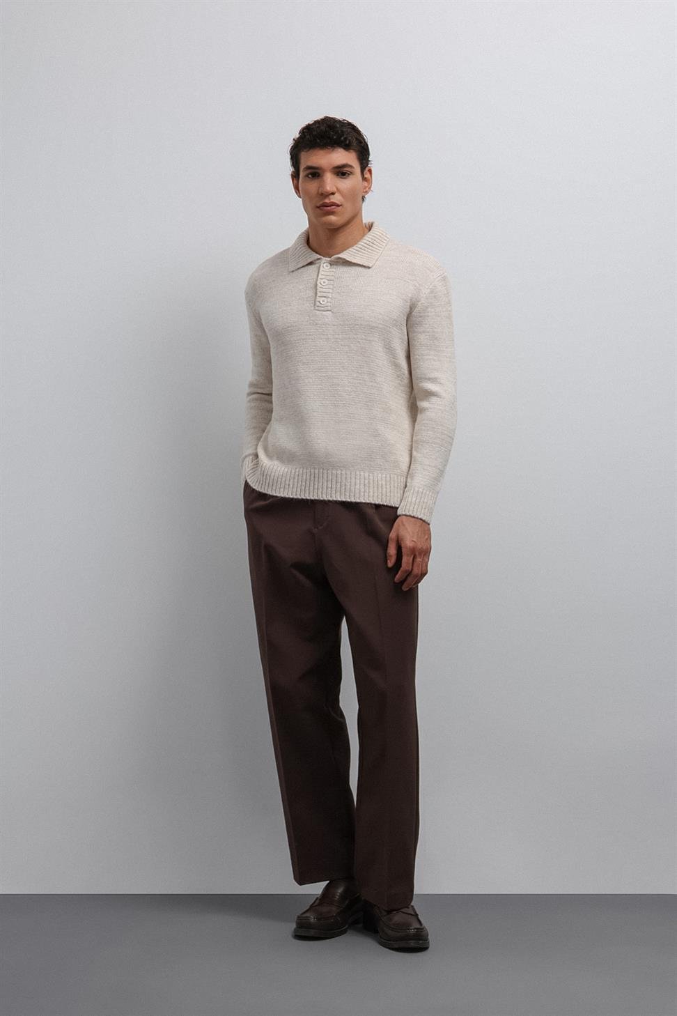 Antioch Taş Düğmeli Yaka Erkek Kazak