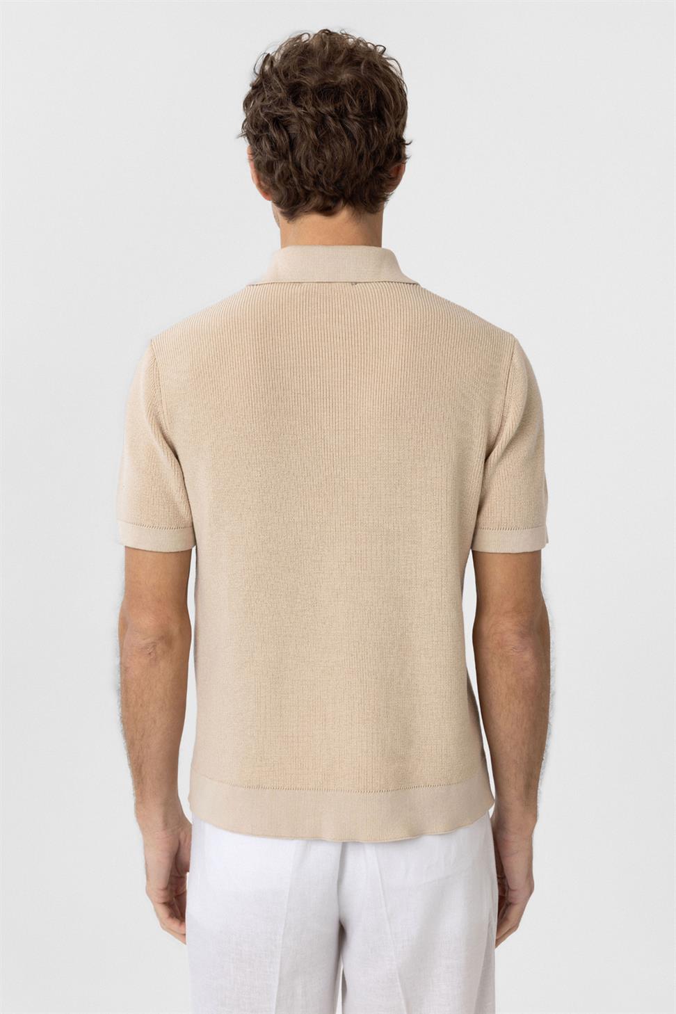 Zippered Knit Mens Polo Neck T-Shirt