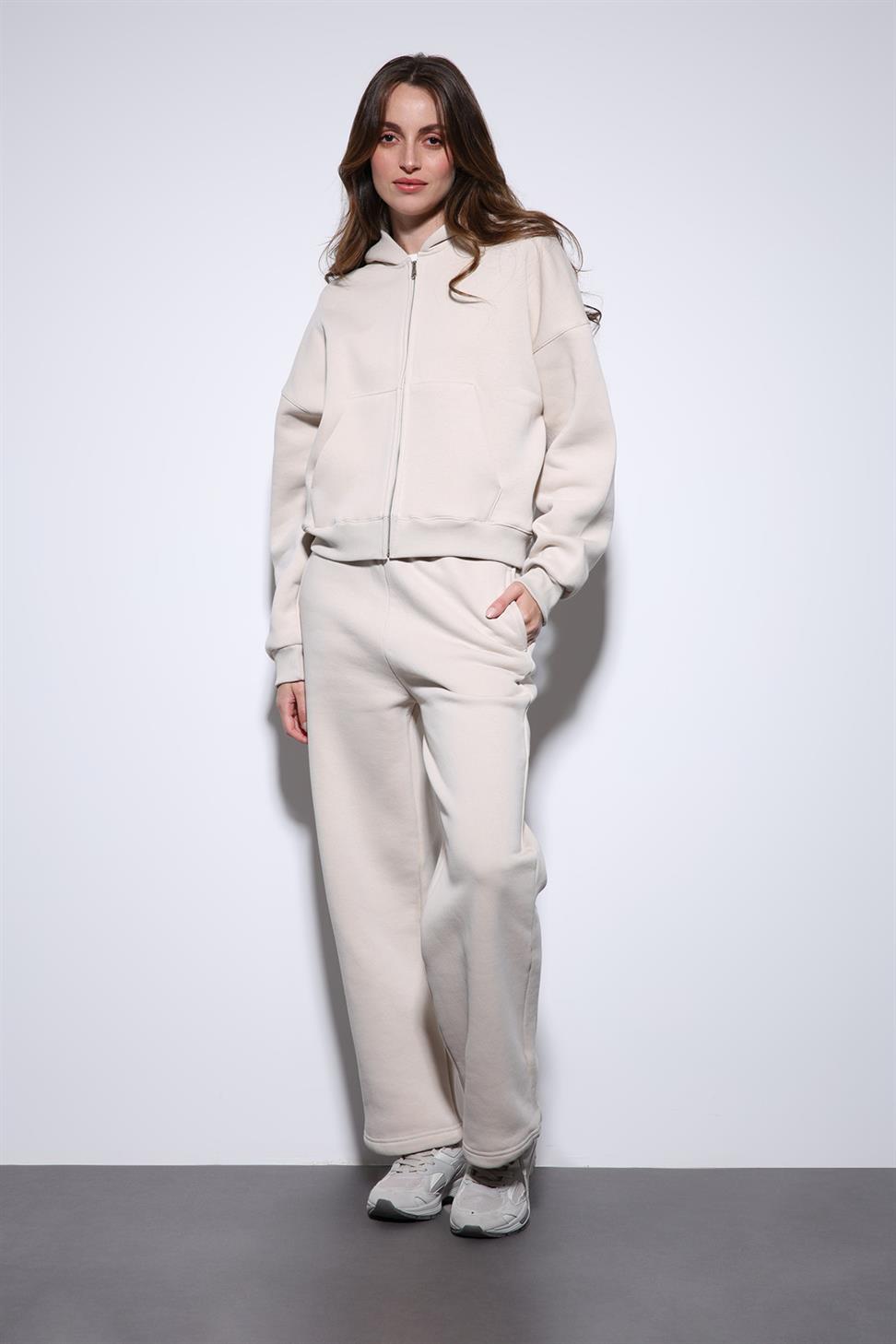 Antioch Taş Fermuarlı Kapüşonlu Kadın Sweatshirt