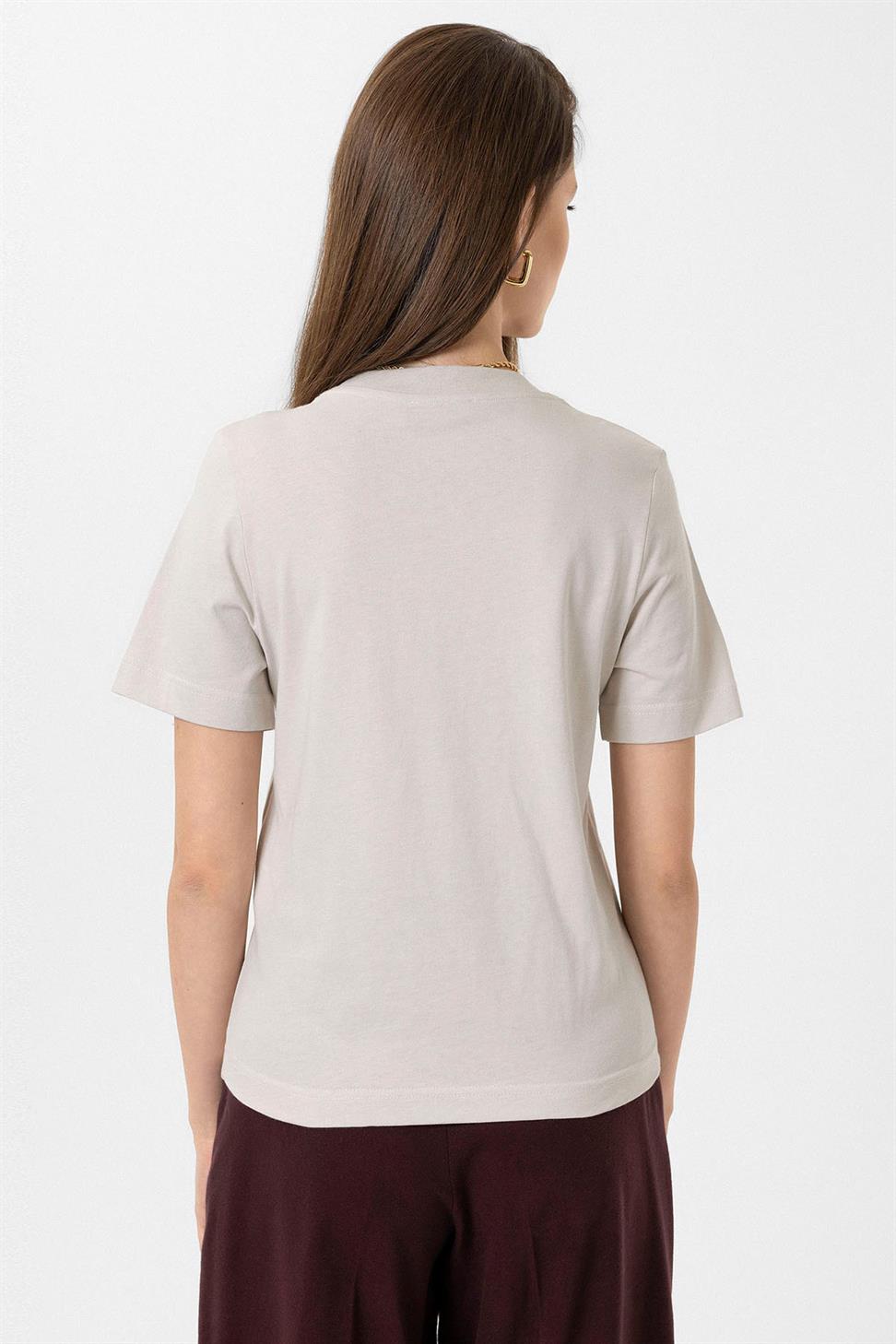 Antioch Taş Kadın Bisiklet Yaka Basic T-Shirt