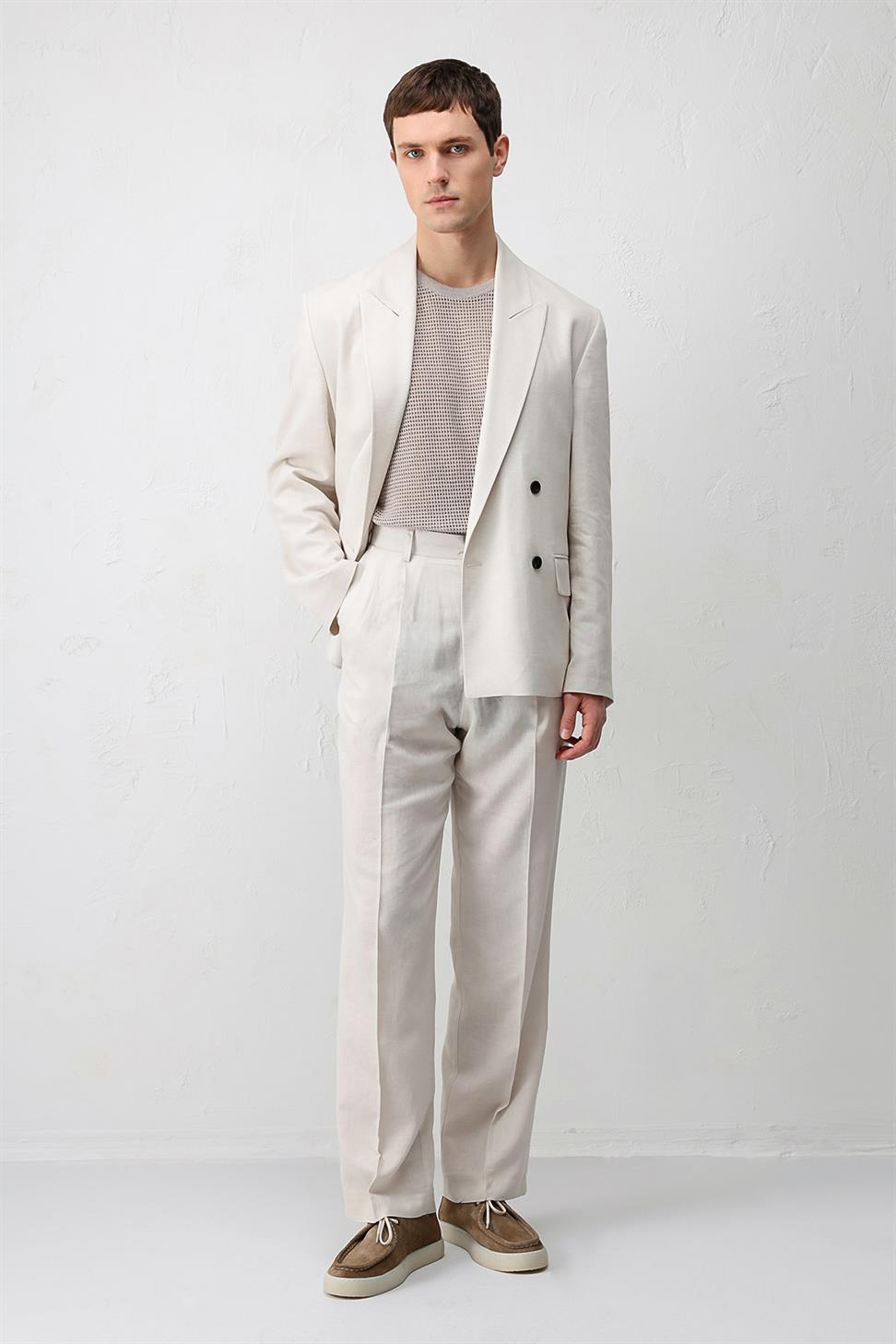 Mens Linen Blend Baggy Pants