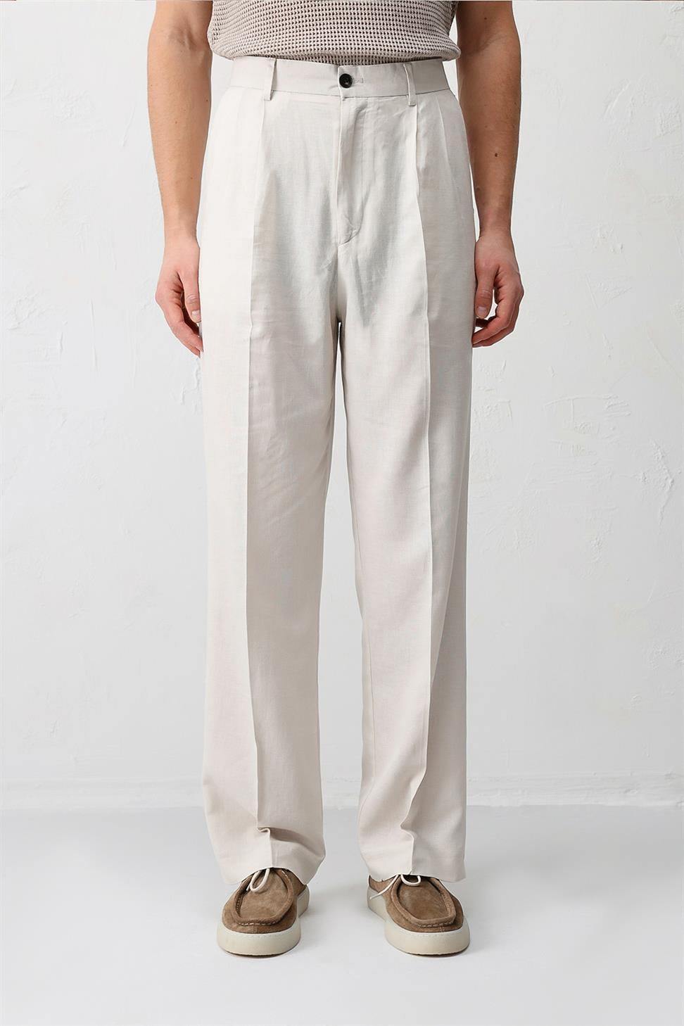 Mens Linen Blend Baggy Pants