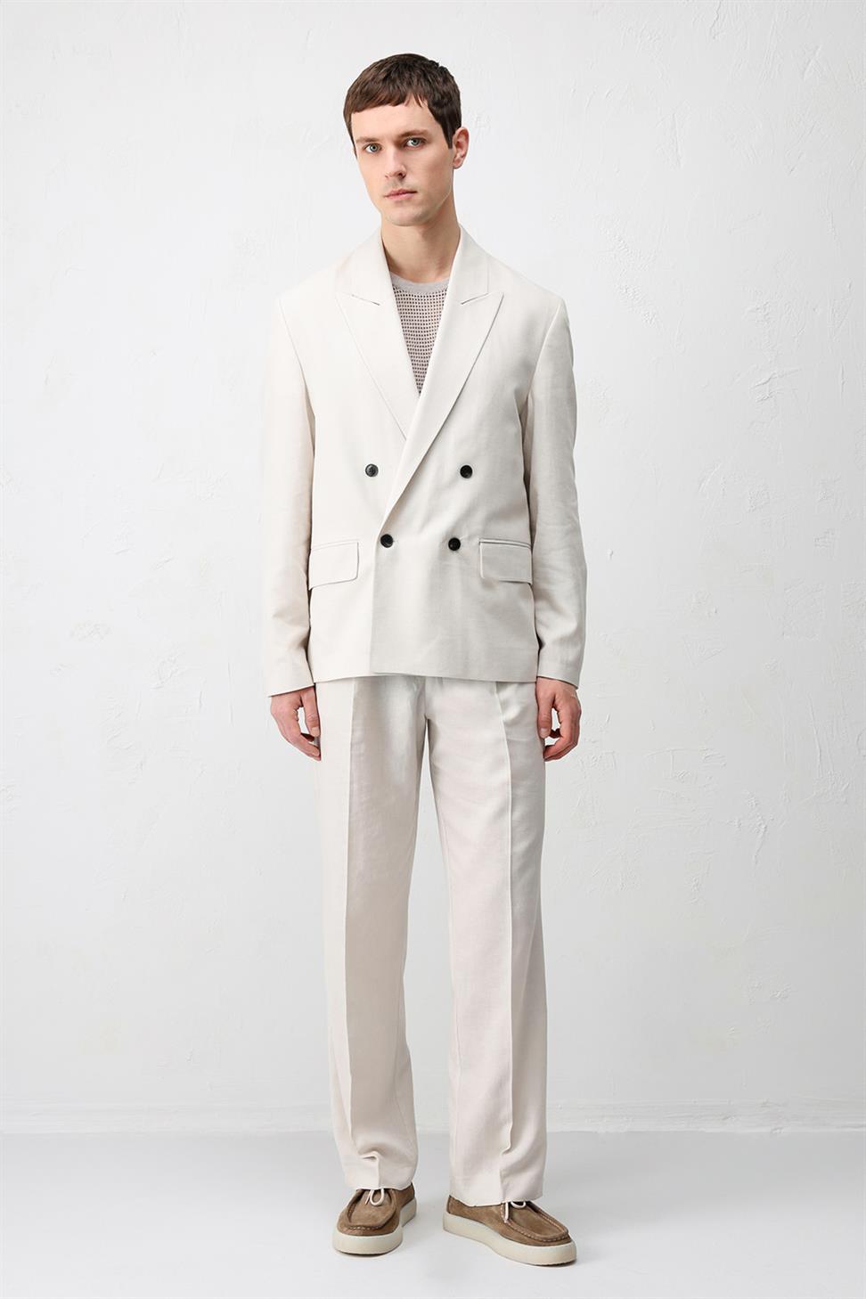 Mens Linen Blend Baggy Pants