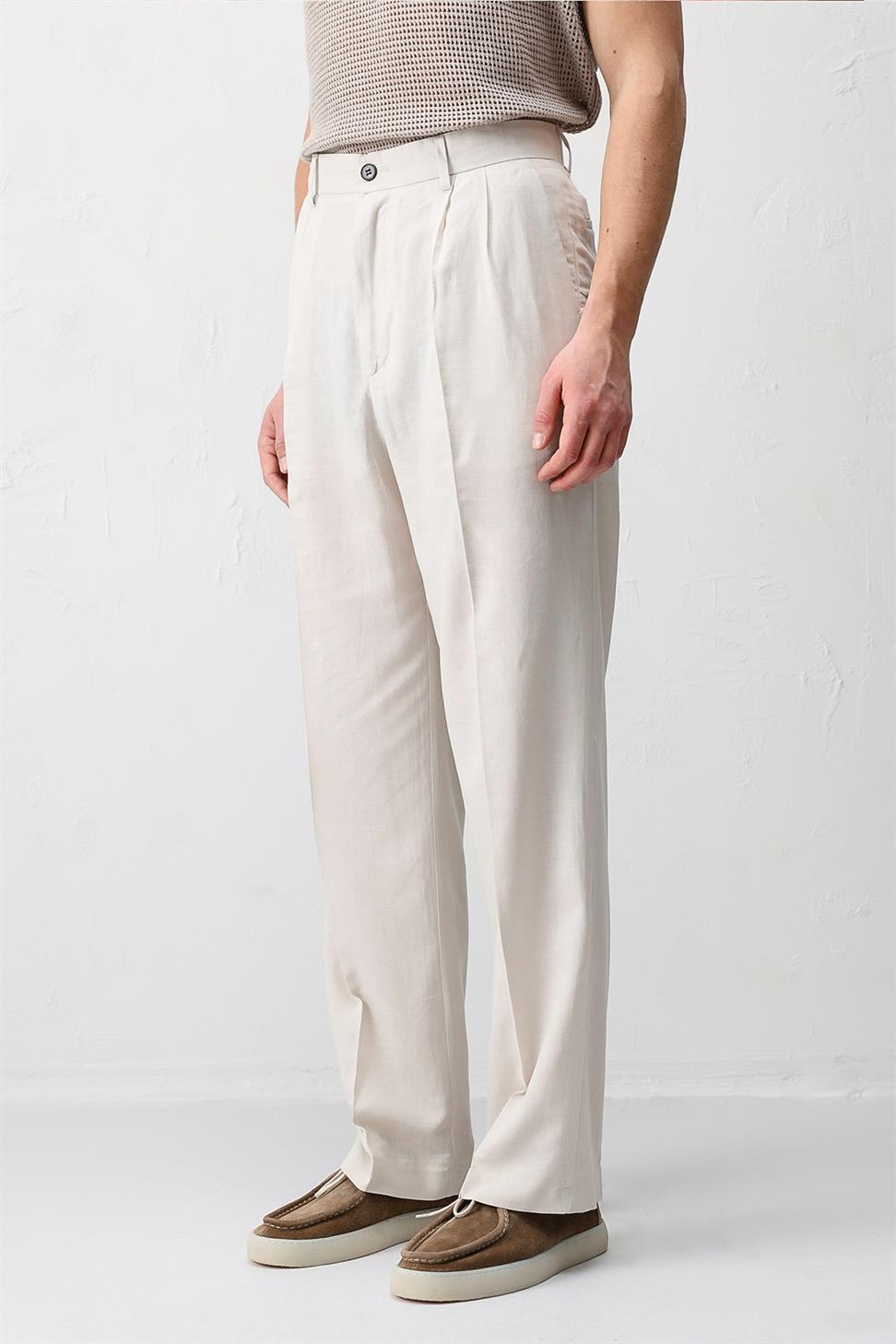 Mens Linen Blend Baggy Pants