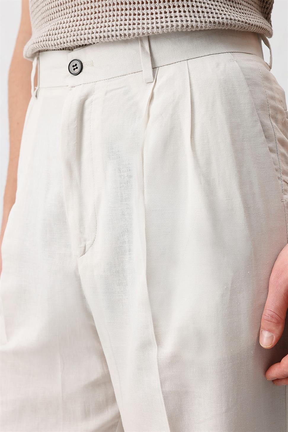Mens Linen Blend Baggy Pants