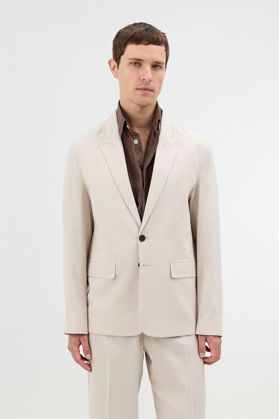 Antioch Taş Keten Karışımlı Erkek Blazer Ceket