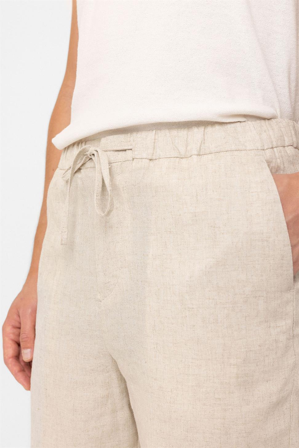 Antioch Taş Keten Karışımlı Erkek Şort