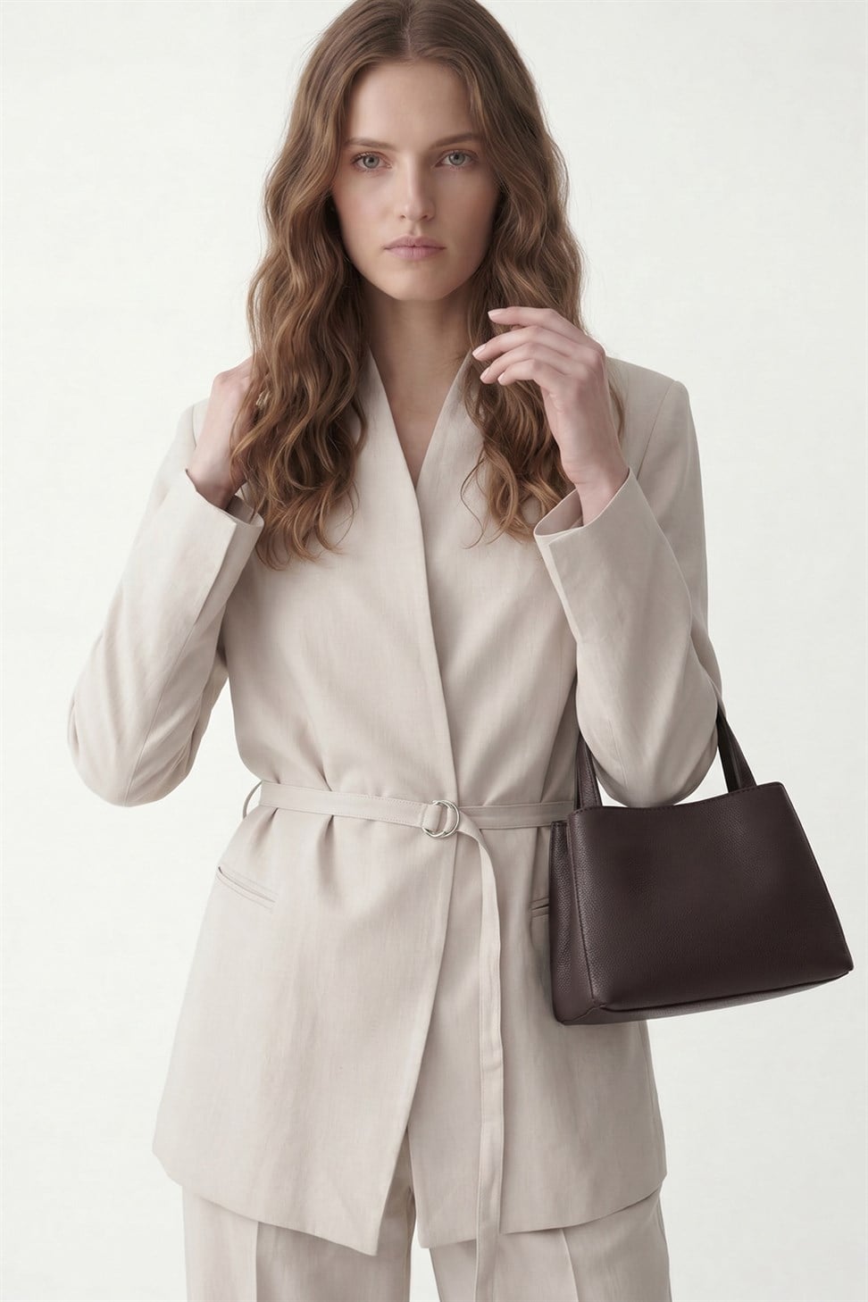 Antioch Taş Keten Karışımlı Kadın Blazer Ceket