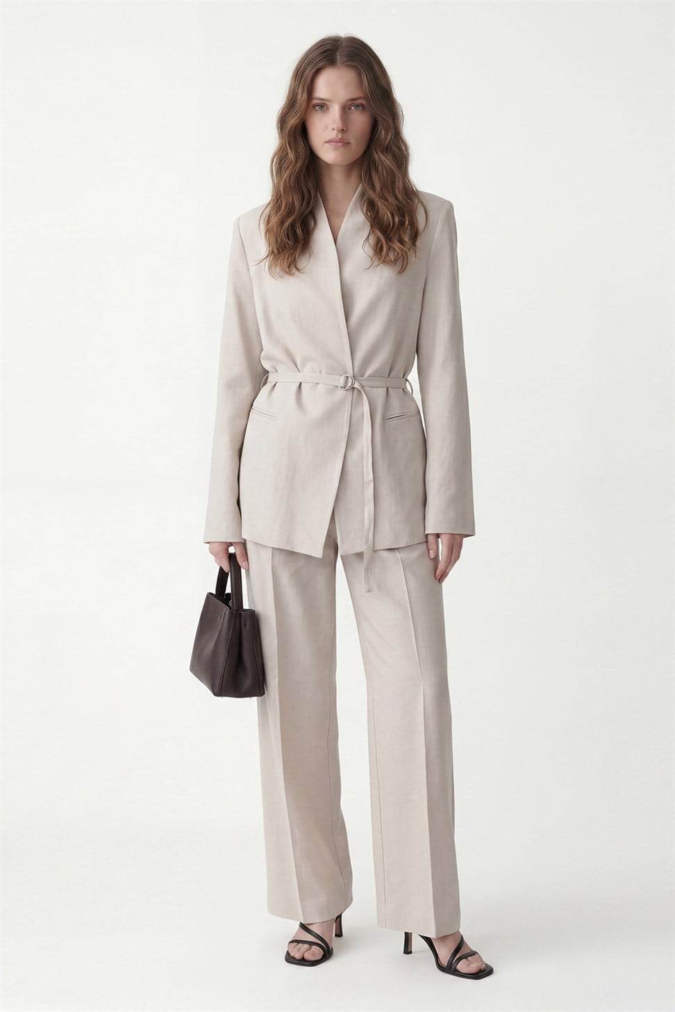 Antioch Taş Keten Karışımlı Kadın Blazer Ceket