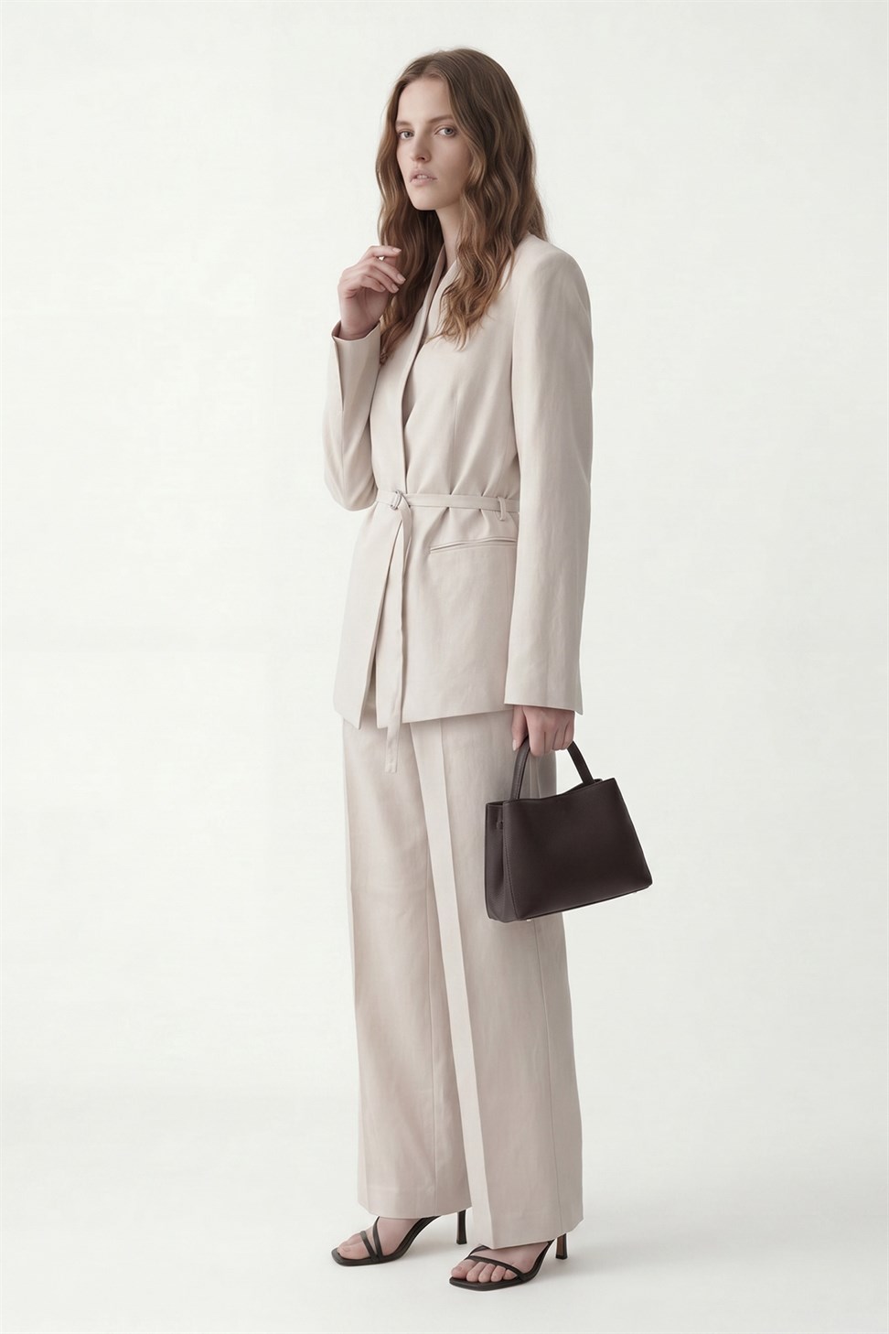 Antioch Taş Keten Karışımlı Kadın Blazer Ceket