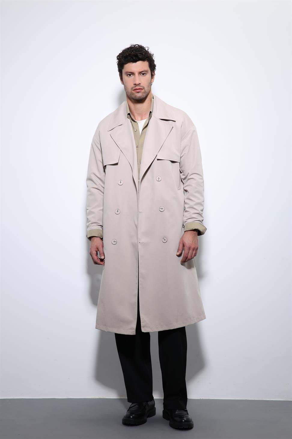 Antioch Taş Kruvaze Kapama Kemerli Trençkot