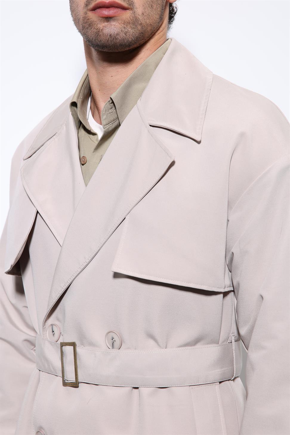 Antioch Taş Kruvaze Kapama Kemerli Trençkot