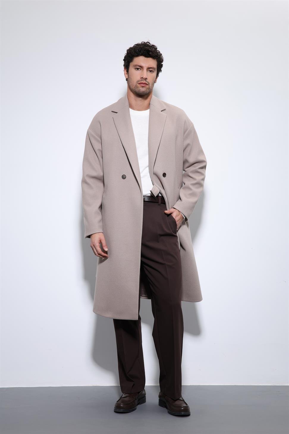 Antioch Taş Kuşaklı Oversize Erkek Kaban