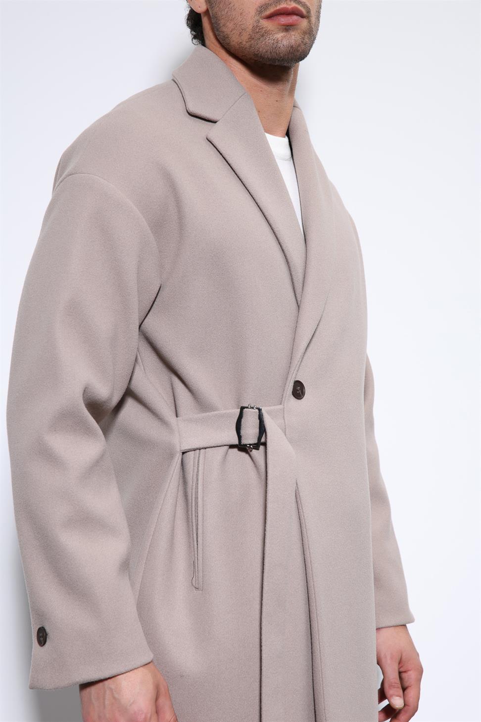 Antioch Taş Kuşaklı Oversize Erkek Kaban