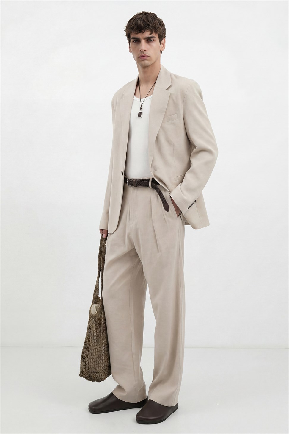 Antioch Taş Modal Karışımlı Relaxed Blazer Ceket