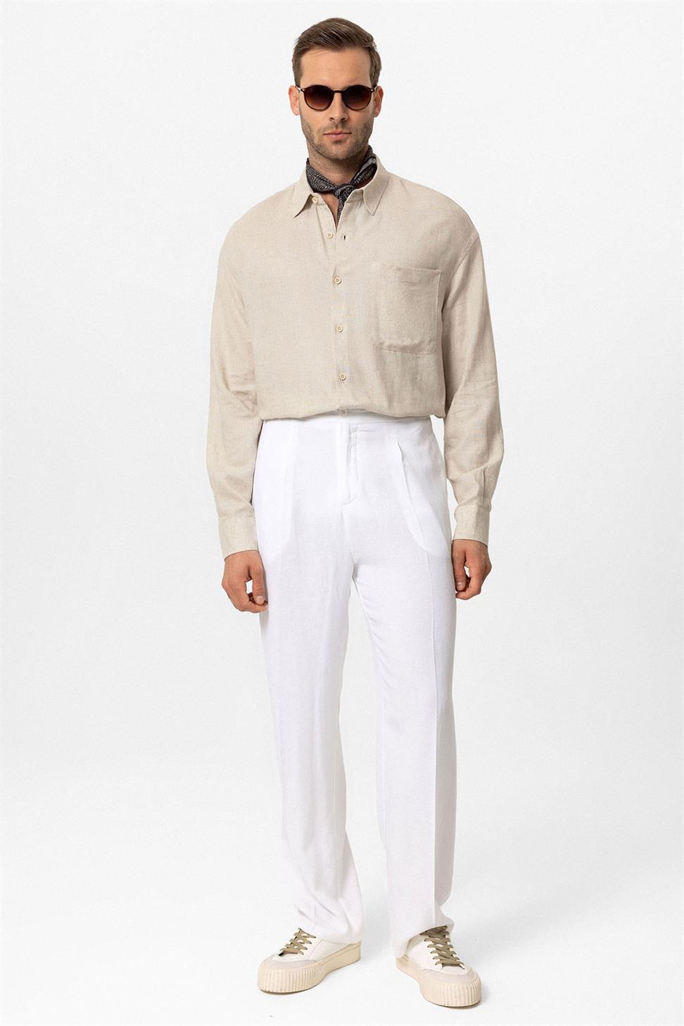 قميص رجالي بأكمام طويلة مكشوف الأكمام