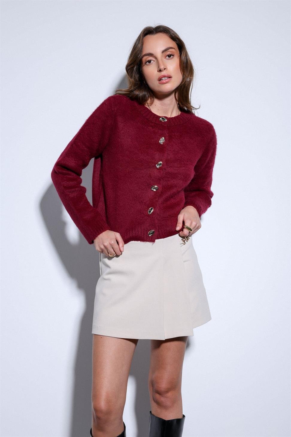 Antioch Taş Pileli Zincir Detaylı Şort Etek