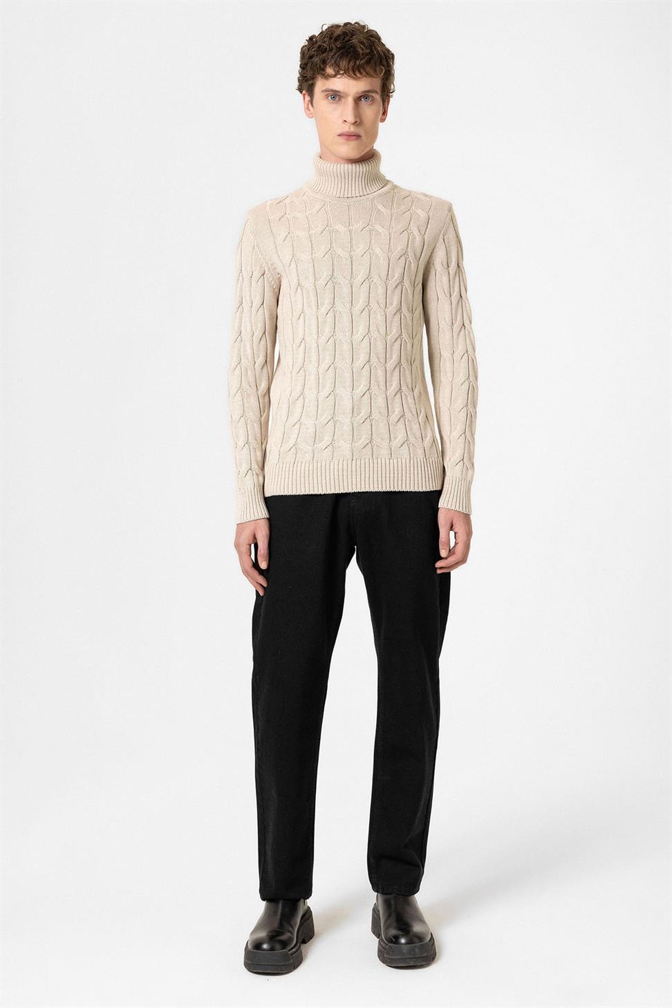 Antioch Taş Saç Örgülü Erkek Kazak