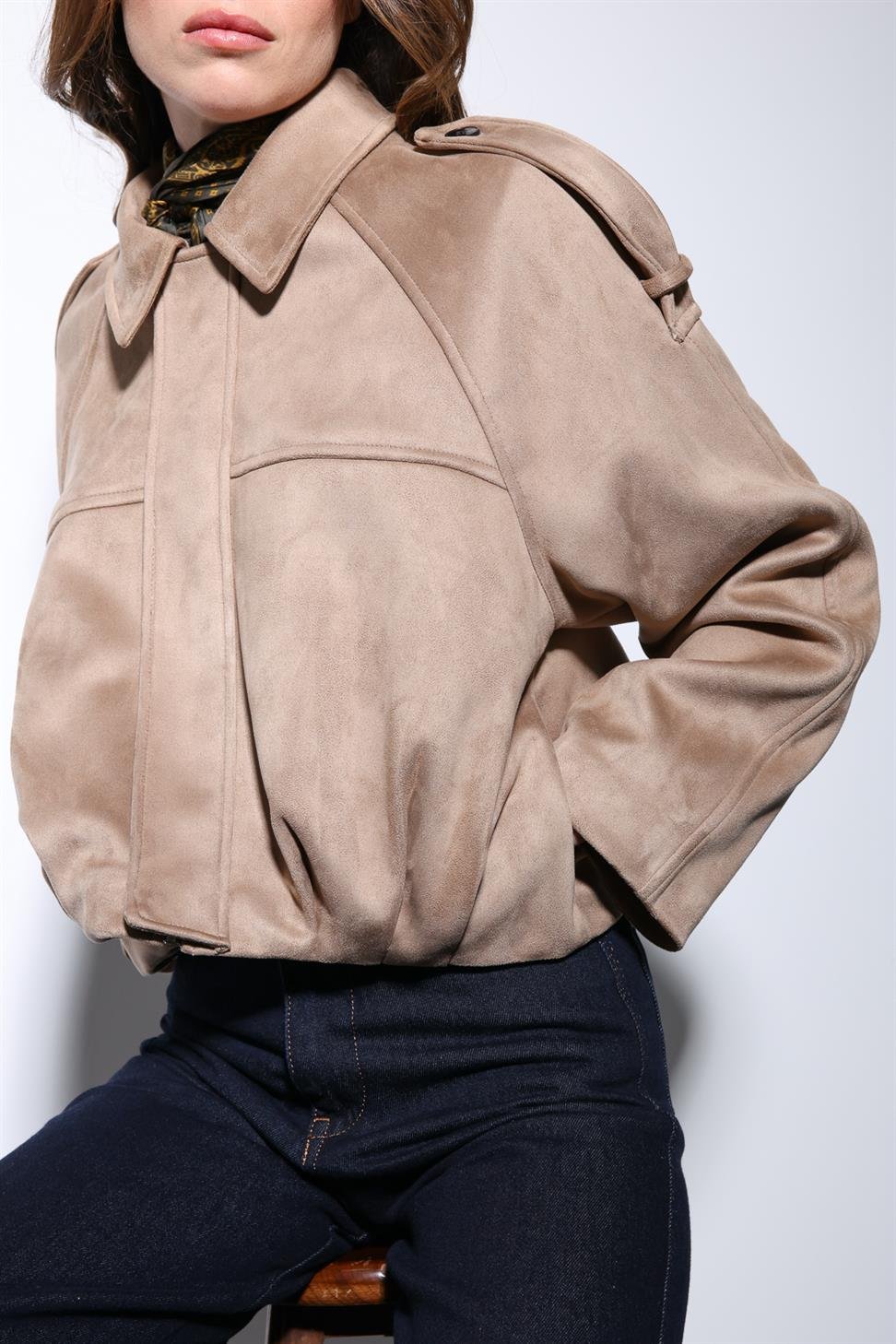 Antioch Taş Süet Görünümlü Bomber Kadın Mont