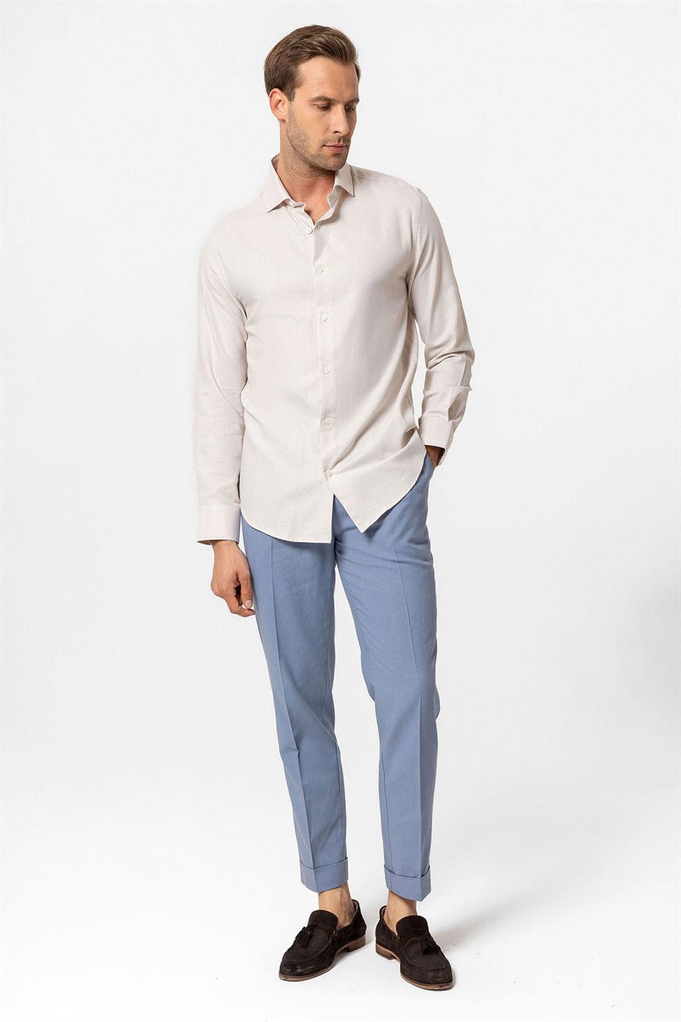 قميص رجالي بأكمام طويلة ضيقة ضيقة للرجال